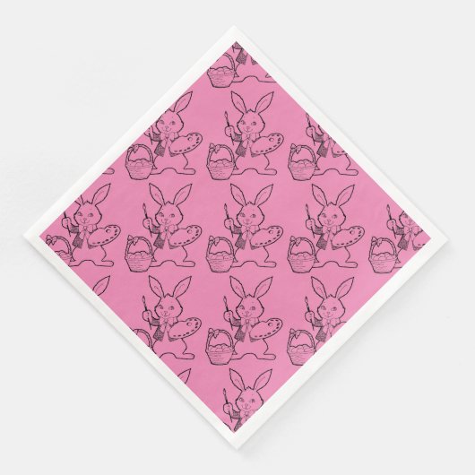 Roze paashaas voor het schilderen van eitjes servetten (Hoek)