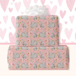Roze paaskonijntjes voor de lente cadeaupapier