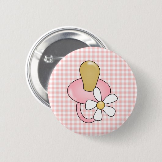Roze Pacifier Ronde Button 5,7 Cm (Voorkant /achterkant)
