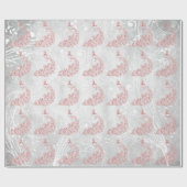 Roze pacock Leaf Vine Weddenschap Wrapping Paper Cadeaupapier (Vlak)