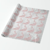 Roze pacock Leaf Vine Weddenschap Wrapping Paper Cadeaupapier (Uitgerold)