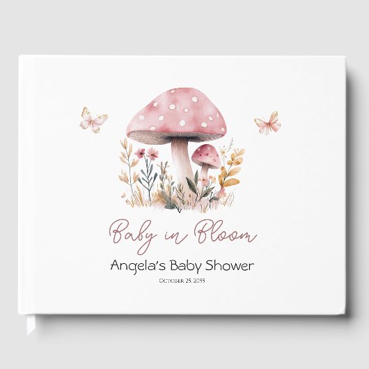 Roze Paddenstoel Baby in Bloom Butterfly Baby show Gastenboek (Voorkant)