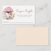 Roze Paddenstoel Baby shower Luier Raffle Informatiekaartje (Voorkant / Achterkant)