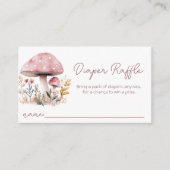 Roze Paddenstoel Baby shower Luier Raffle Informatiekaartje (Voorkant)