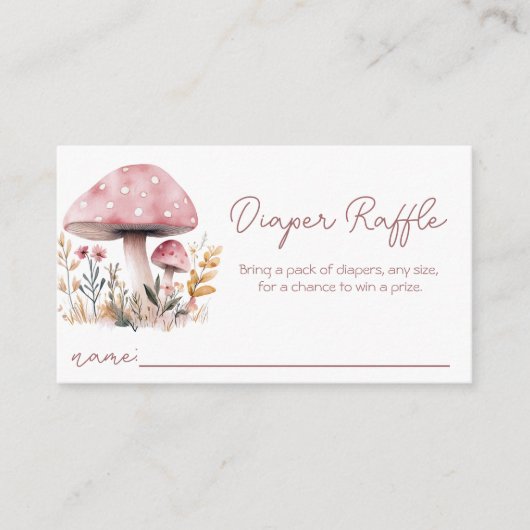 Roze Paddenstoel Baby shower Luier Raffle Informatiekaartje (Voorkant)