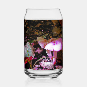 Roze paddenstoel blikvorm glas