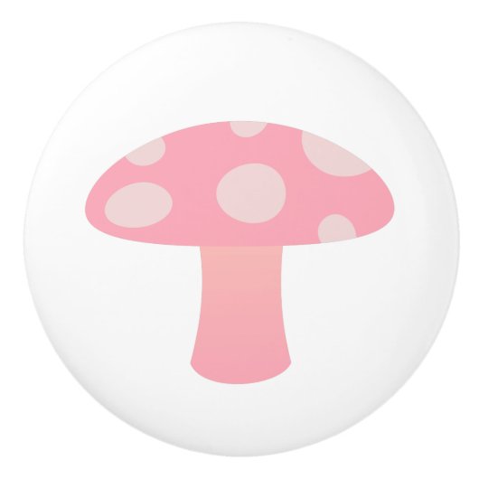 Roze paddenstoel keramische knop (Voorkant)