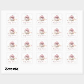 Roze Paddenstoel Meisje Baby shower Plein Vierkante Sticker (Vel)