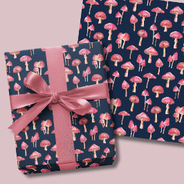 Roze Paddenstoel Patroon Inpakpapier Vel