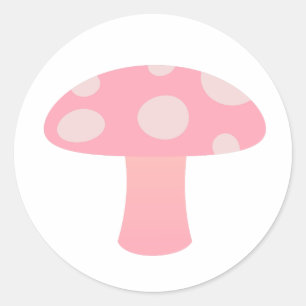 Roze paddenstoel ronde sticker