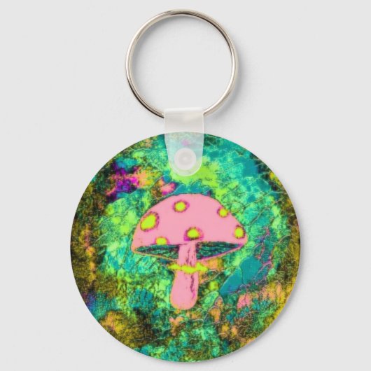 Roze paddenstoel sleutelhanger (Voorkant)