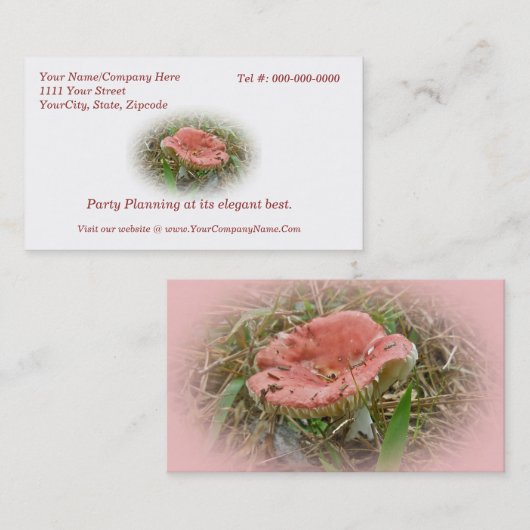 Roze paddenstoel Visitekaartje (Voorkant / Achterkant)
