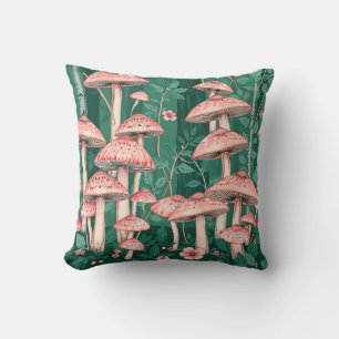 Roze Paddenstoelen Bos Patroon Bos Natuurcore  Kussen