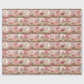 Roze paddenstoelen cadeaupapier (Vlak)