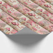 Roze paddenstoelen cadeaupapier (Hoek)