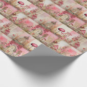 Roze paddenstoelen grillig en schattig cadeaupapier (Hoek)