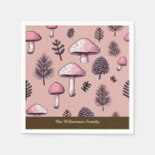 Roze Paddenstoelen Rustieke Thanksgiving Personali Servet (Voorkant)