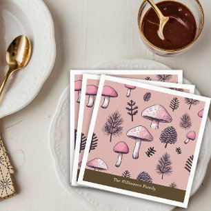 Roze Paddenstoelen Rustieke Thanksgiving Personali Servet