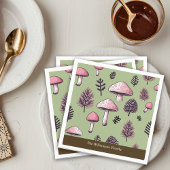 Roze Paddenstoelen Rustieke Thanksgiving Personali Servet