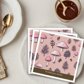 Roze Paddenstoelen Rustieke Thanksgiving Personali Servet