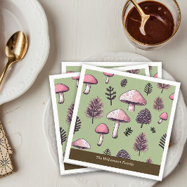 Roze Paddenstoelen Rustieke Thanksgiving Personali Servet