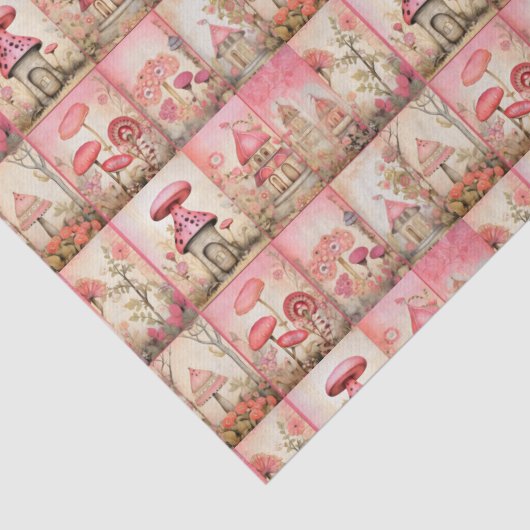 Roze paddenstoelen tissuepapier (Detail)