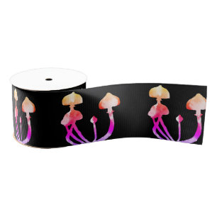 Roze Paddenstoelen Waterverf Art Grosgrain Lint