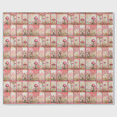 Roze paddenstoelenhuizen cadeaupapier (Vlak)