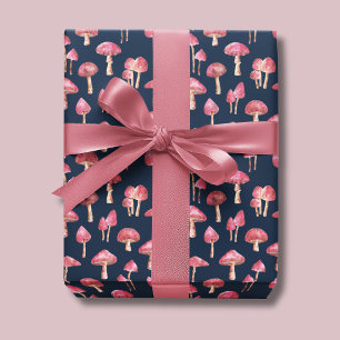 Roze paddenstoelpatroon cadeaupapier