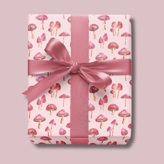 Roze Paddenstoelpatroon Cadeaupapier
