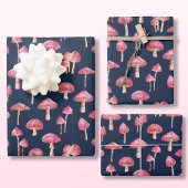 Roze paddenstoelpatroon cadeaupapier