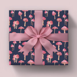 Roze paddenstoelpatroon cadeaupapier