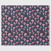 Roze paddenstoelpatroon cadeaupapier (Vlak)