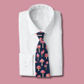 Roze paddenstoelpatroon stropdas