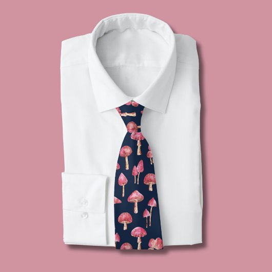 Roze paddenstoelpatroon stropdas