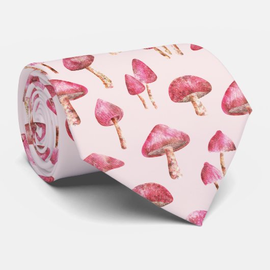 Roze paddenstoelpatroon stropdas (Opgerold)