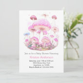 Roze Paddestoel Blissful Forest Meisje Baby shower Kaart (Staand voorkant)