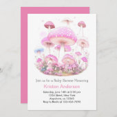 Roze Paddestoel Blissful Forest Meisje Baby shower Kaart (Voorkant / Achterkant)