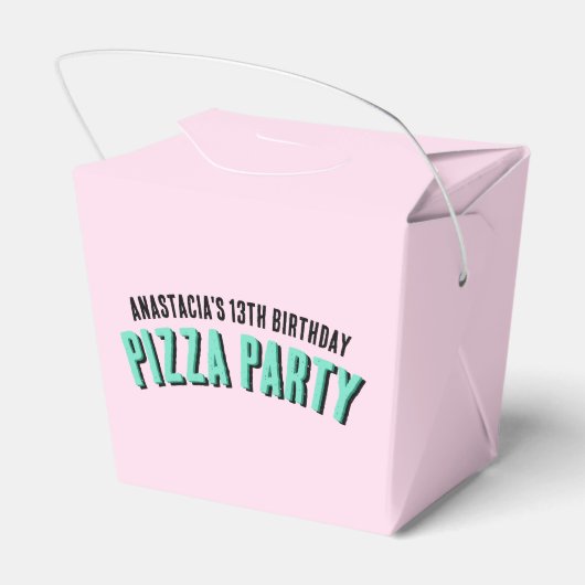 Roze Paddestoel Pizza Party Bedankdoosjes (Achterkant)