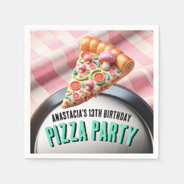 Roze Paddestoel Pizza Party Servet