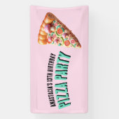 Roze Paddestoel Pizza Party Spandoek (Verticaal)