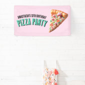 Roze Paddestoel Pizza Party Spandoek (Insitu)