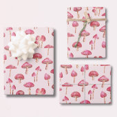 Roze paddestoelpatroon inpakpapier vel