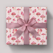 Roze paddestoelpatroon inpakpapier vel