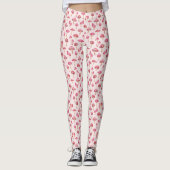 Roze paddestoelpatroon leggings (Voorkant)