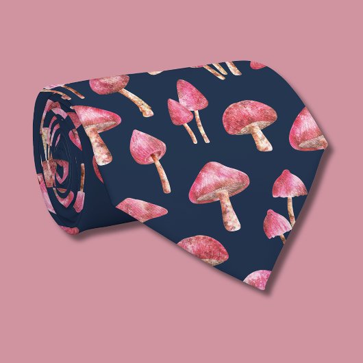 Roze paddestoelpatroon stropdas