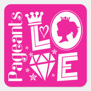 Roze Pageant Princess Love - Beauty Pageants Vierkante Sticker