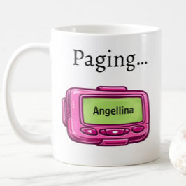 Roze Pager Persoonlijke Naam Grappig Cadeau Mok