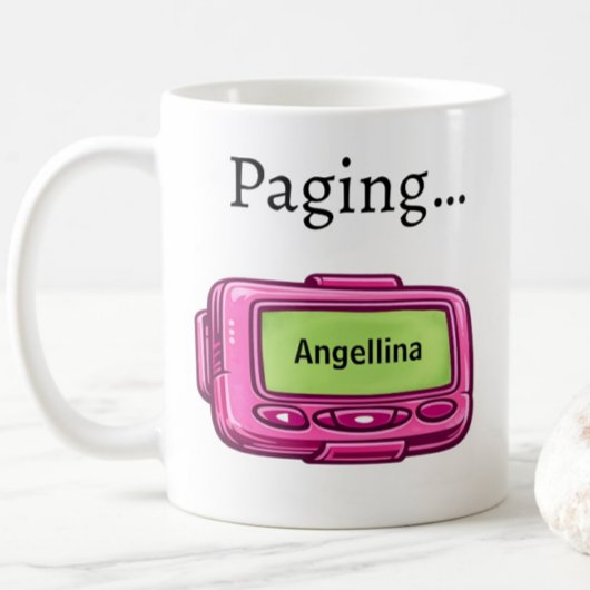 Roze Pager Persoonlijke Naam Grappig Cadeau Mok