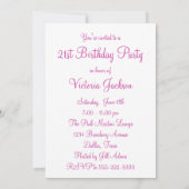 Roze pailletten 21e verjaardagsfeest uitnodigingen (Achterkant)